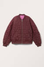 Dark Red/Hot Pink - Loose Reversible Bomber Jacket - 5