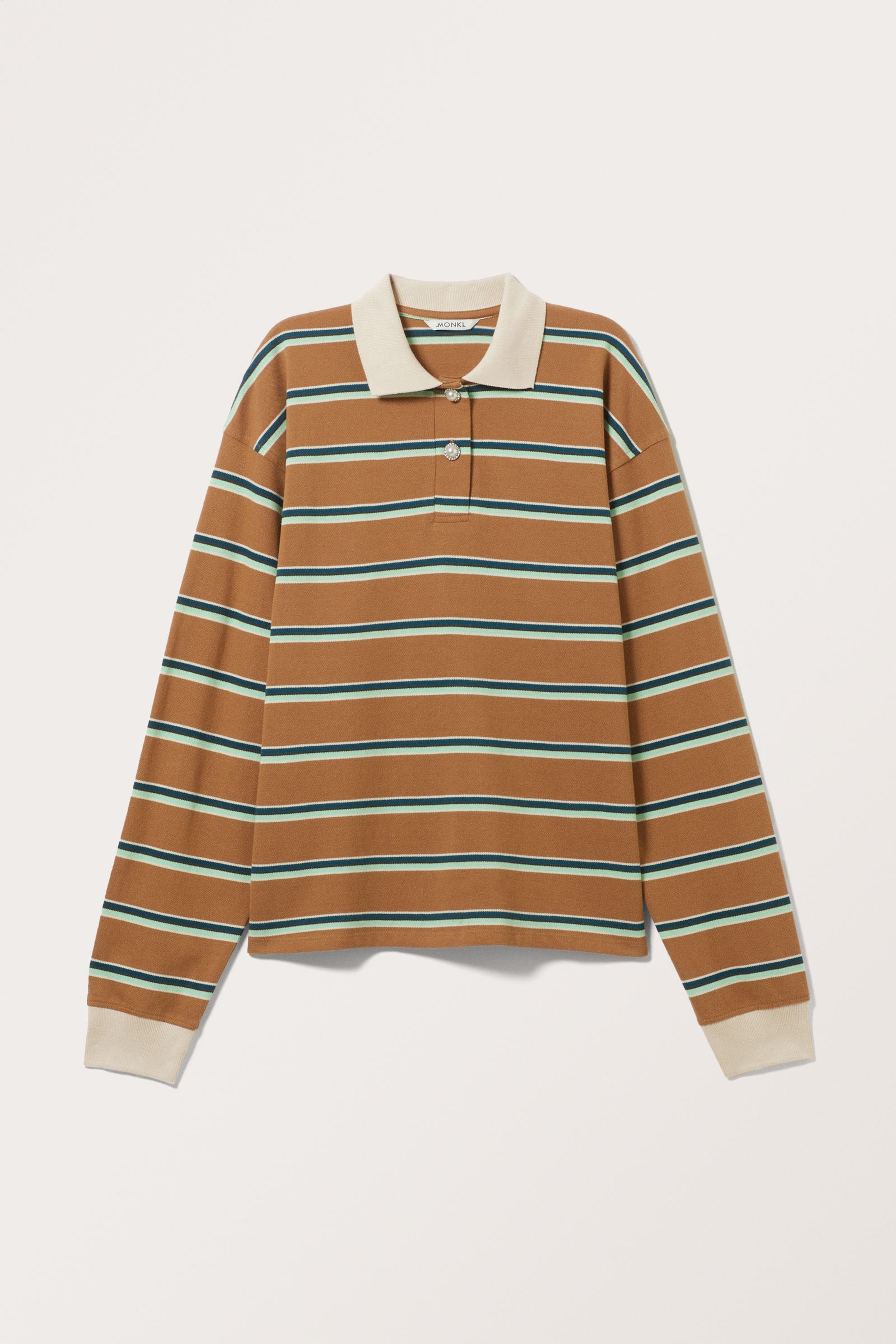 Medium Brown - Long Sleeve Rugby Polo Top - 3