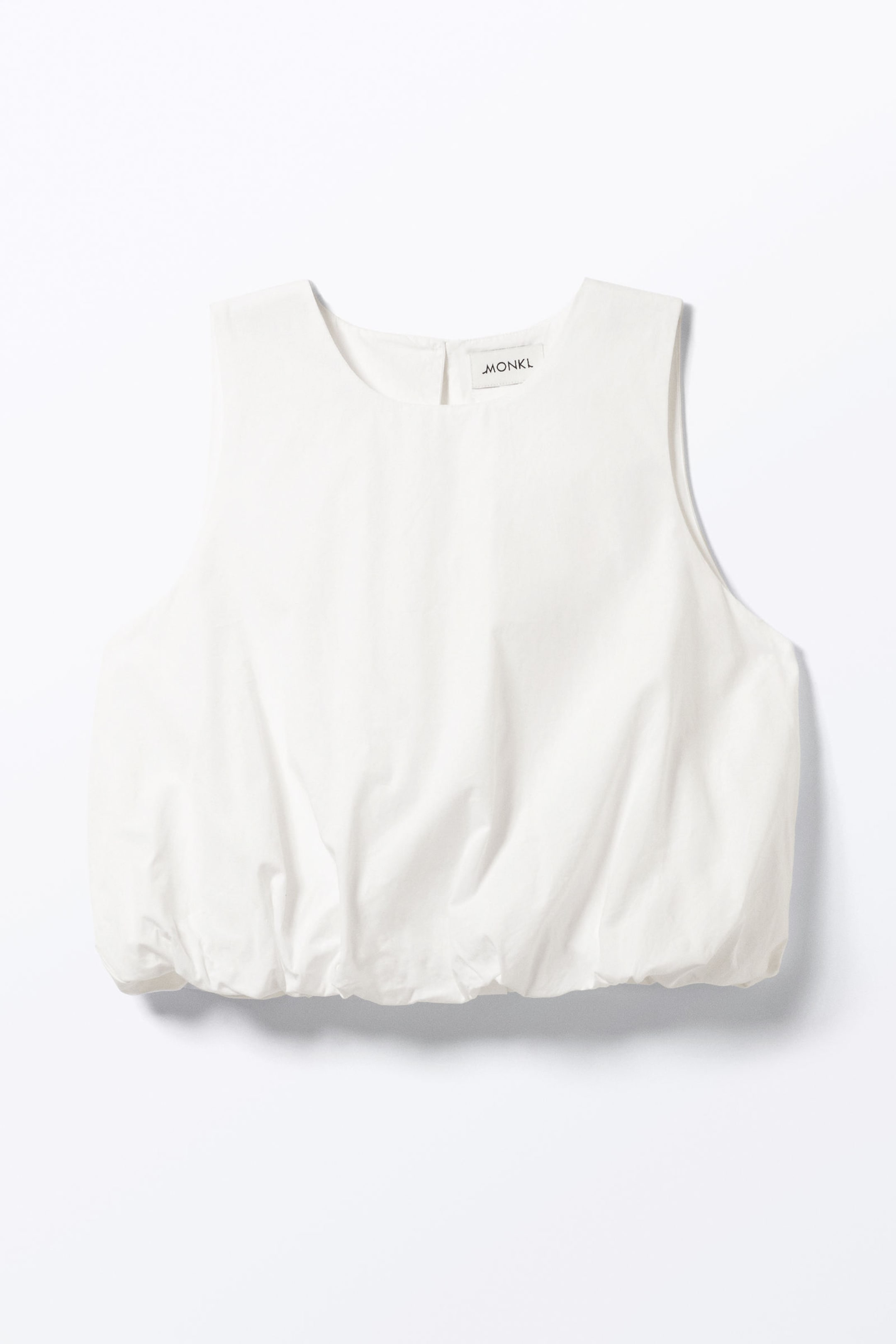 White - Balloon Hem Sleeveless Poplin Top - 3