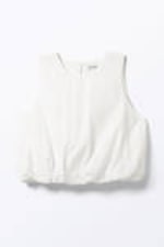 White - Balloon Hem Sleeveless Poplin Top - 3