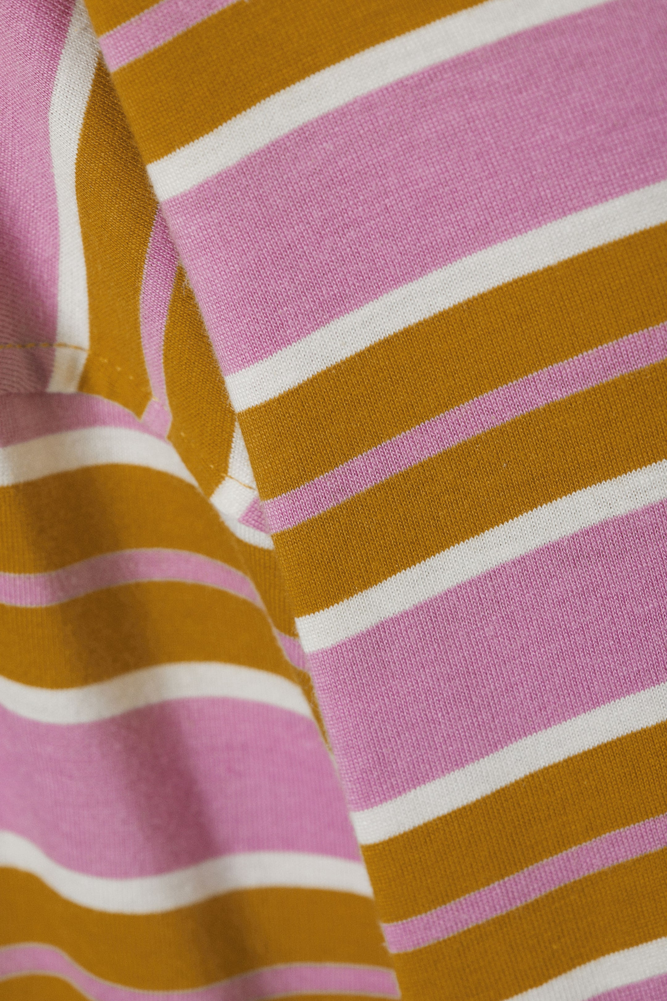 Mustard & Pink Stripe - Boxy Sleeve T-Shirt - 4