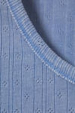 Dusty Blue - Soft Short-Sleeved Pointelle Top - 4