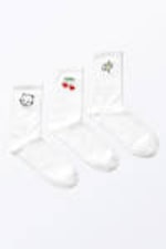 White - Embroidered Mix - 3-pack Embroidered Socks - 0