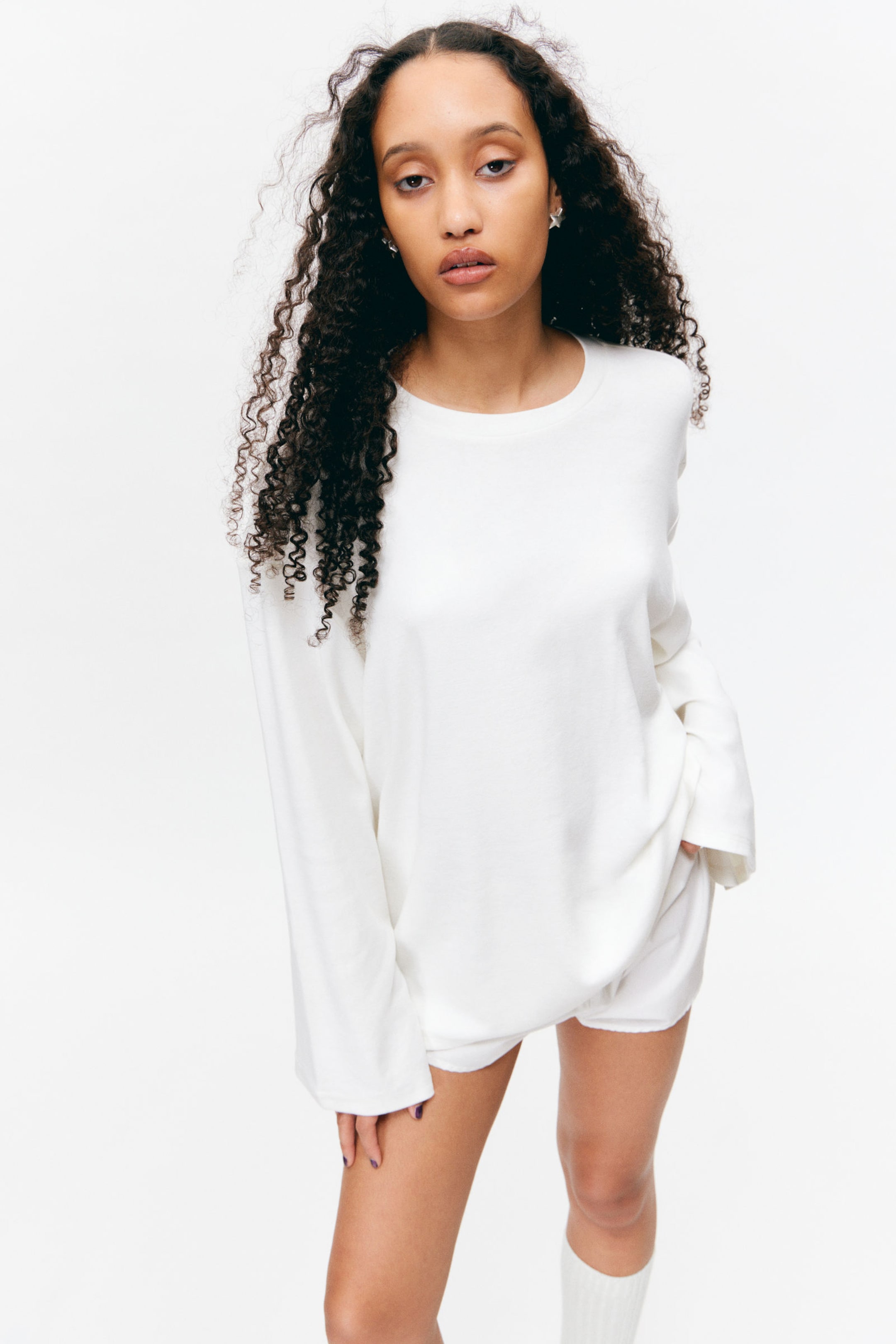 #F0EFEC - Soft Oversized Long-Sleeved Top - 2