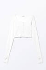 White - Sheer Ribbed Cardigan - 3