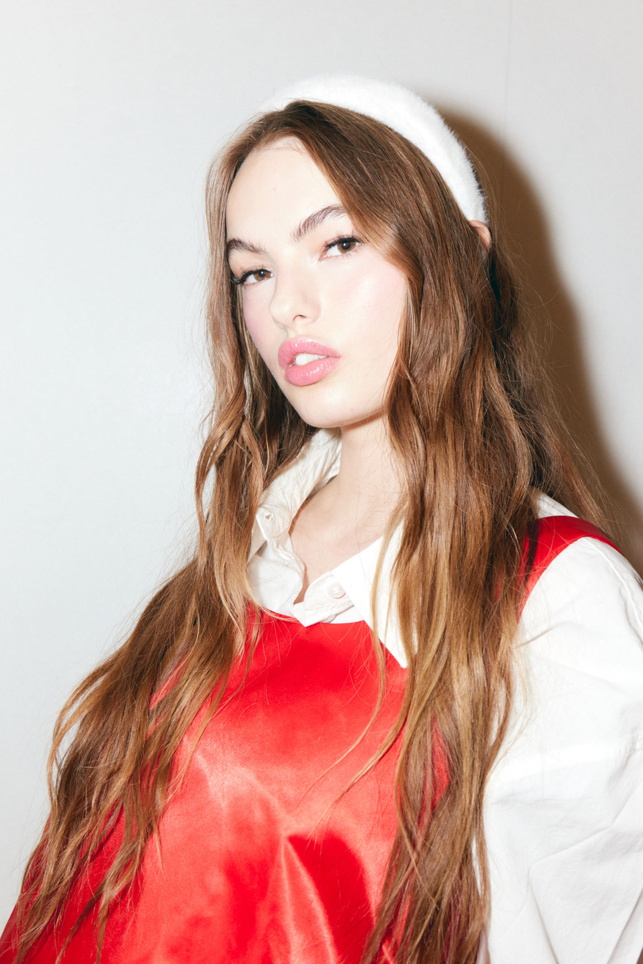 Red - Mini Pinafore Dress - 1