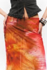 Orange/Red - Calypso Flower - Flowy High-Low Maxi Skirt - 1