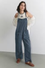 Blue - Tie Denim Dungarees - 2