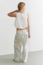 White - Balloon Hem Sleeveless Poplin Top - 2