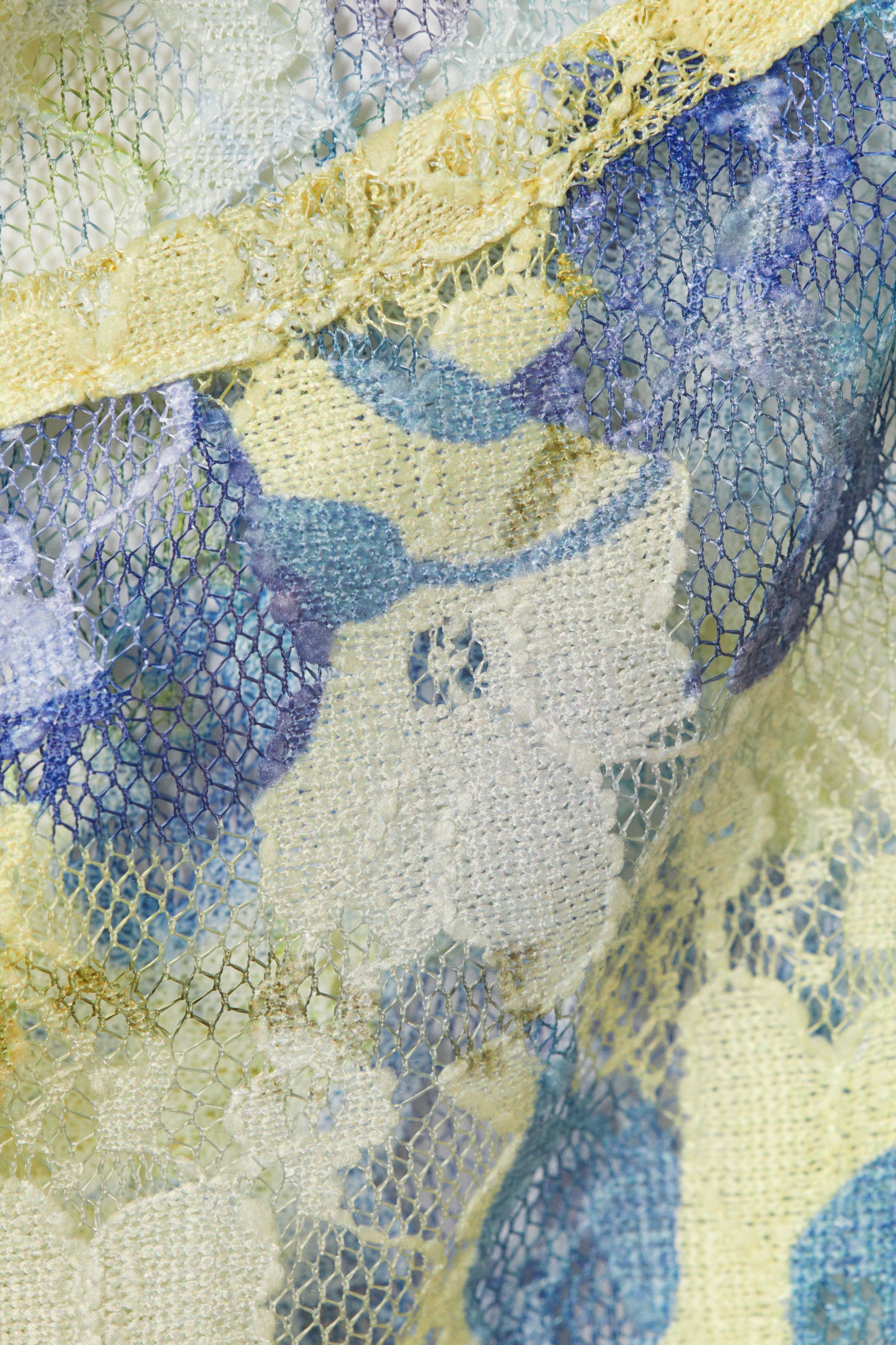 Floral Yellow - Lace Cap-Sleeved Tie-Front Top - 5