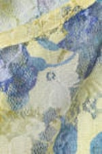Floral Yellow - Lace Cap-Sleeved Tie-Front Top - 5