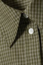 Checked Dark Khaki Green - Cropped Loose Cargo Shirt - 5