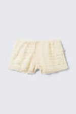 White - Frilled Lace Mini Shorts - 4
