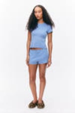 Dusty Blue - Soft Short-Sleeved Pointelle Top - 1