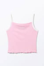 Pink - Cropped Ribbed Tank Top - 3