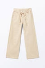 Light Beige - Low Waisted Relaxed Twill Trousers - 3