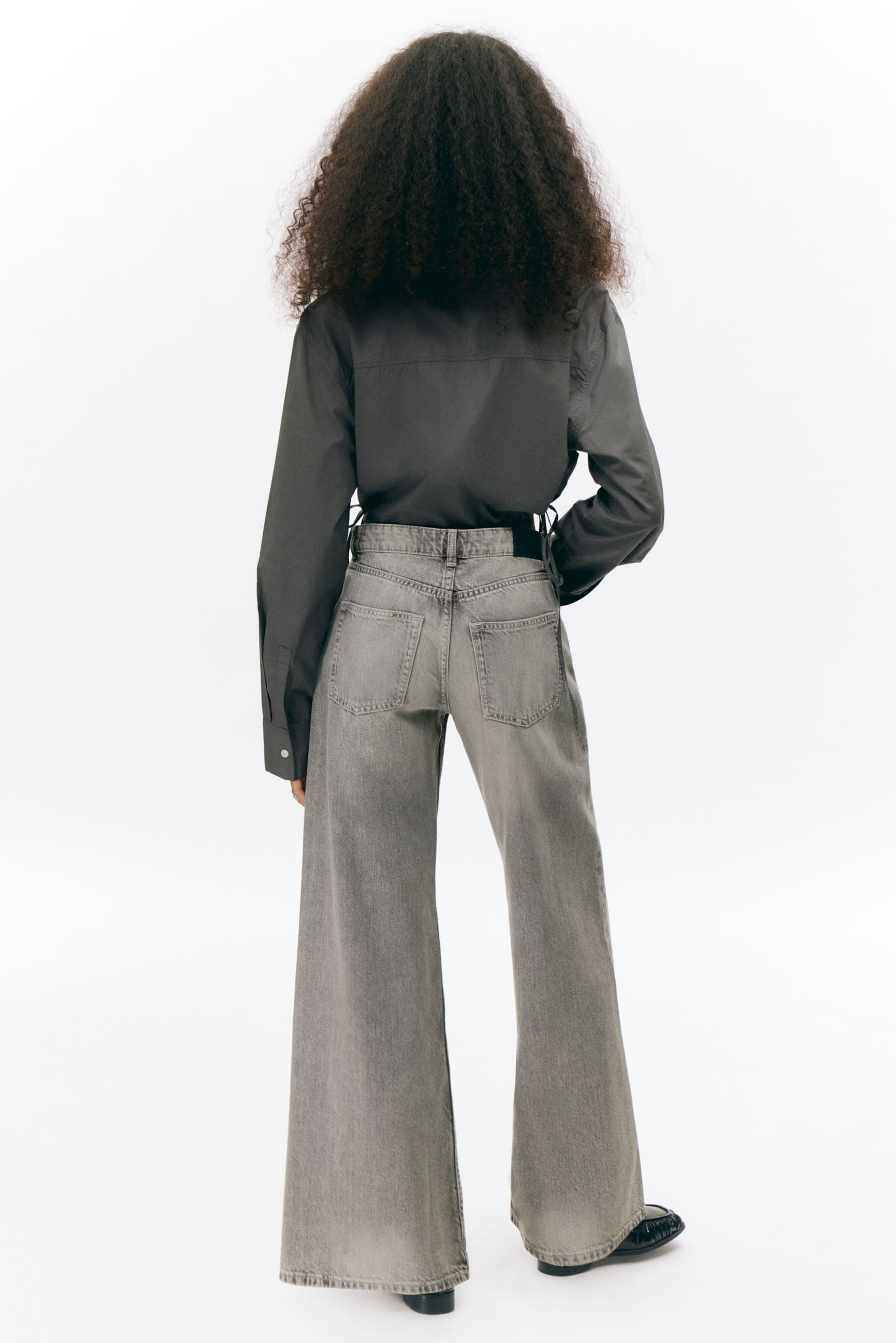Dark Grey - Cropped Loose Cargo Shirt - 2