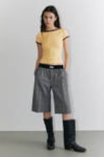 Checked Grey - Relaxed Low Waisted Pull-on Shorts - 0