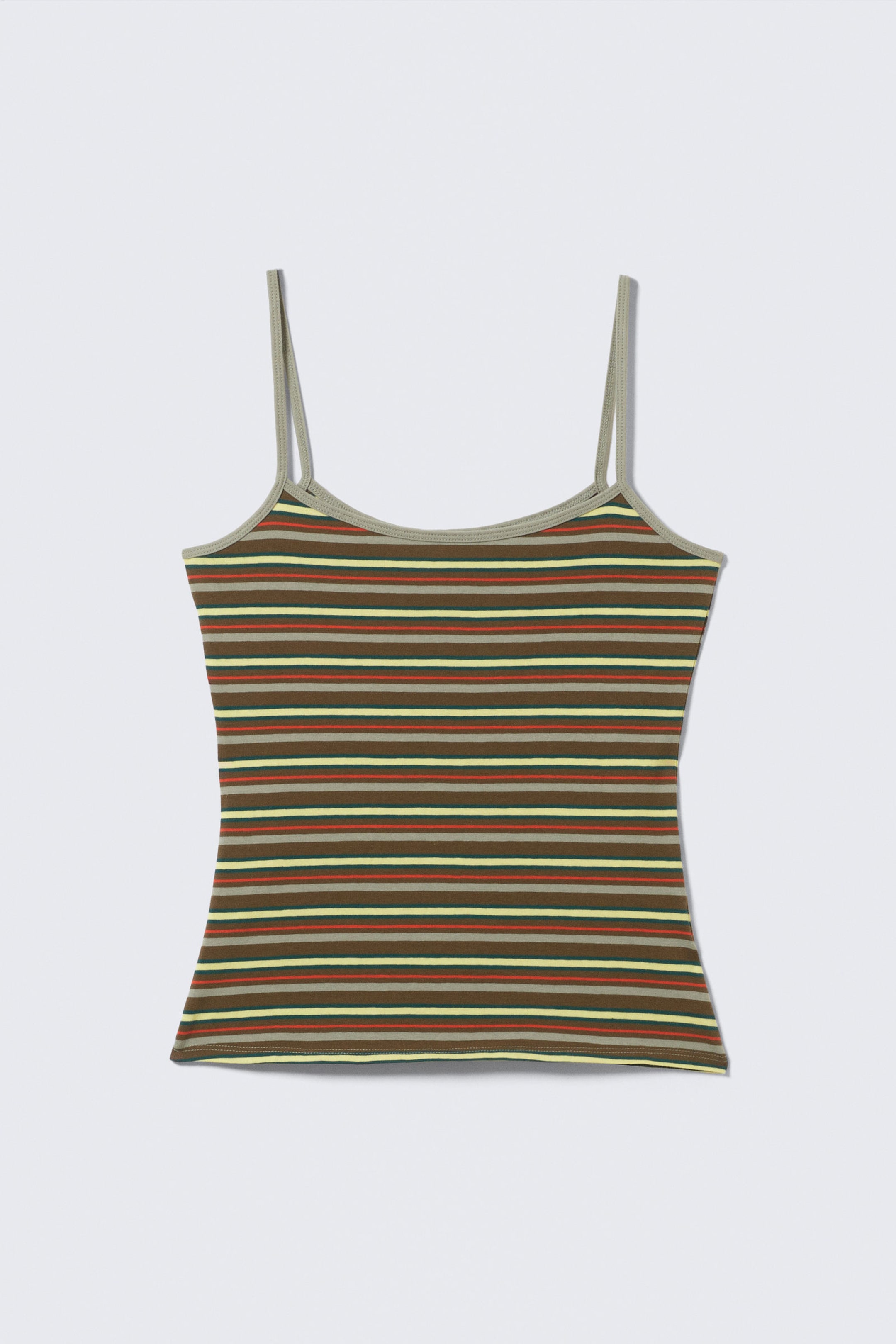 Brown Multi Striped - Slim Strappy Tank Top - 3
