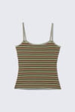 Brown Multi Striped - Slim Strappy Tank Top - 3