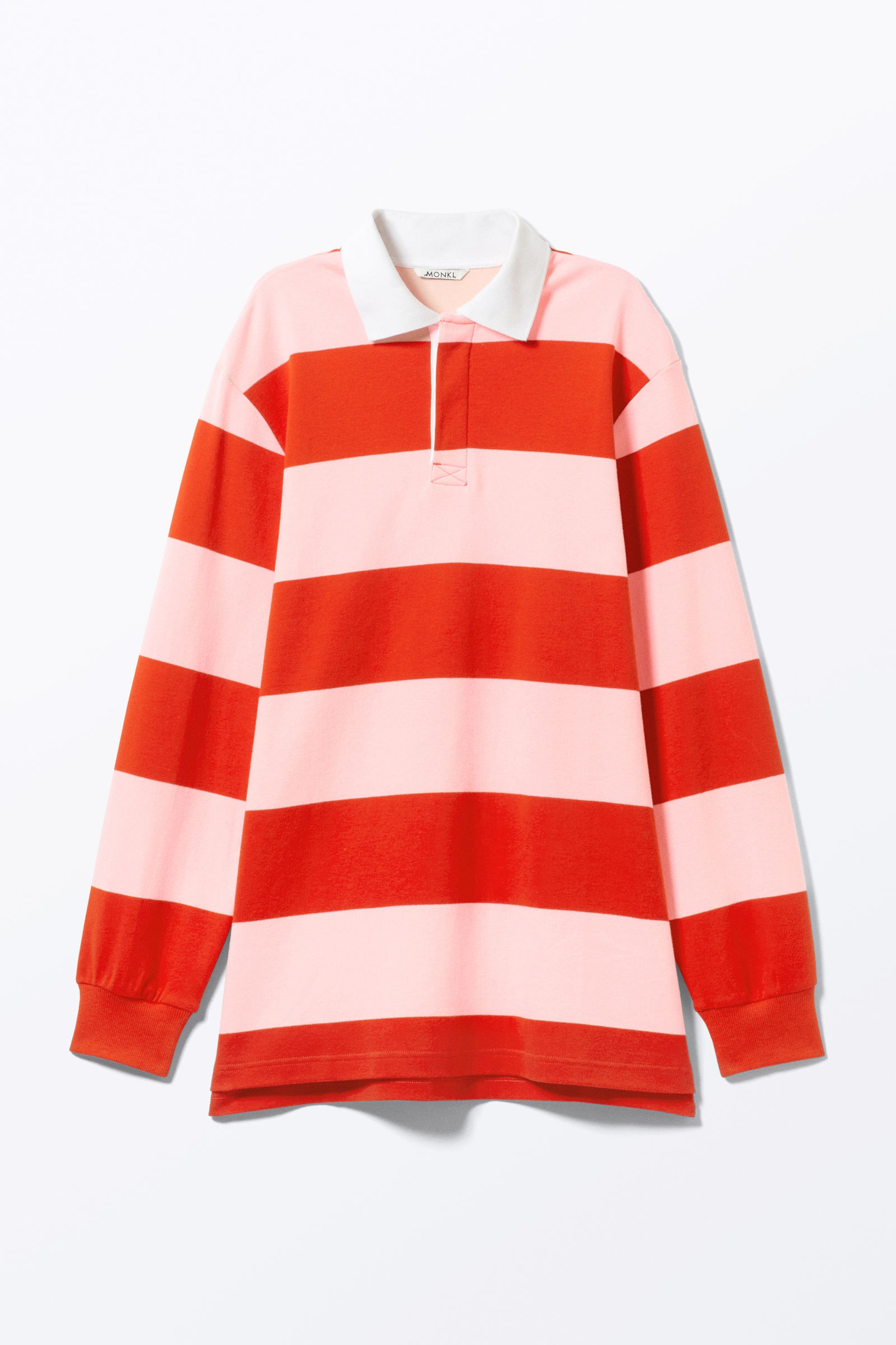 Red & Pink Stripes - Long-Sleeved Rugby Mini Dress - 3