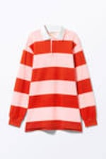 Red & Pink Stripes - Long-Sleeved Rugby Mini Dress - 3