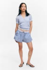 Striped Blue - Relaxed Cotton Boxer Shorts - 0