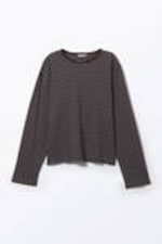 Dark Brown & Blue Stripes - Boxy Sleeve T-Shirt - 3