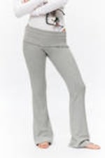 Grey Melange - Low Waist Flared Pyjama Trousers - 1