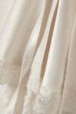 White - Lace-Trim Satin Wrap Mini Skirt - 5