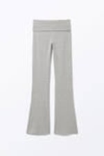 Grey Melange - Low Waist Flared Pyjama Trousers - 4