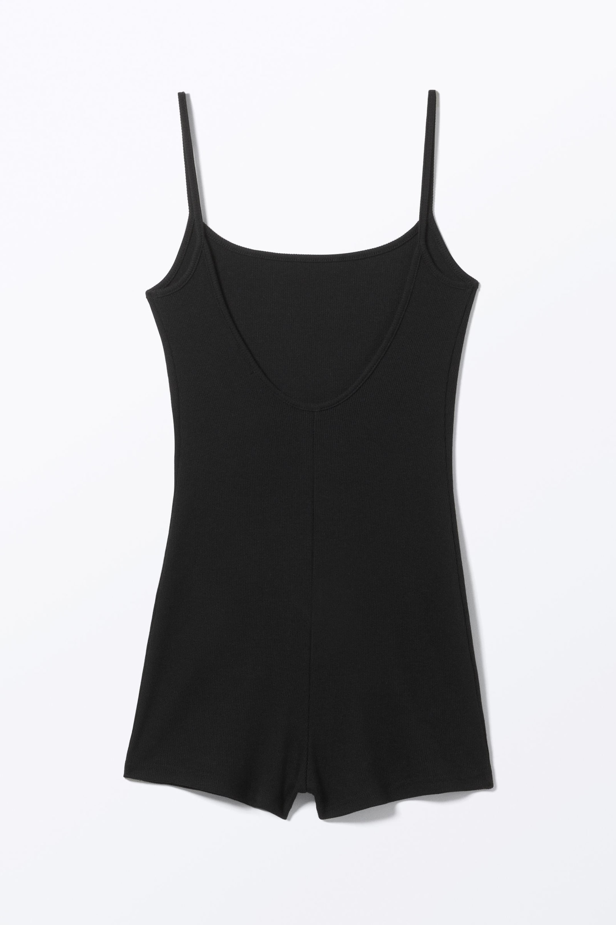 Black - Ribbed Fitted Jumpsuit - 4