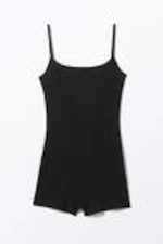 Black - Ribbed Fitted Jumpsuit - 4