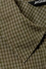 Checked Dark Khaki Green - Long-Sleeved Oversized Poplin Shirt - 5