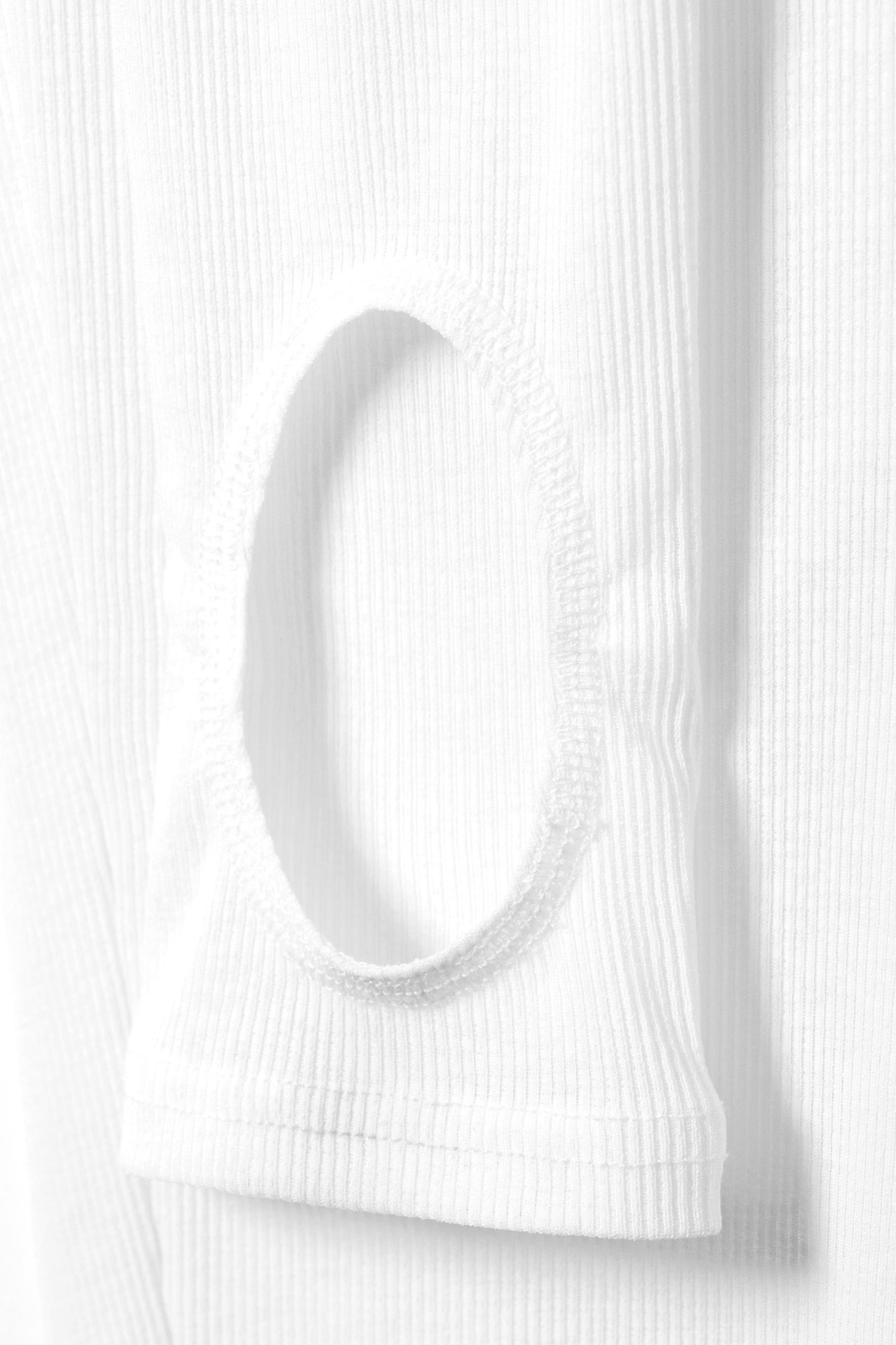 White - Sheer Ribbed Tights - 4