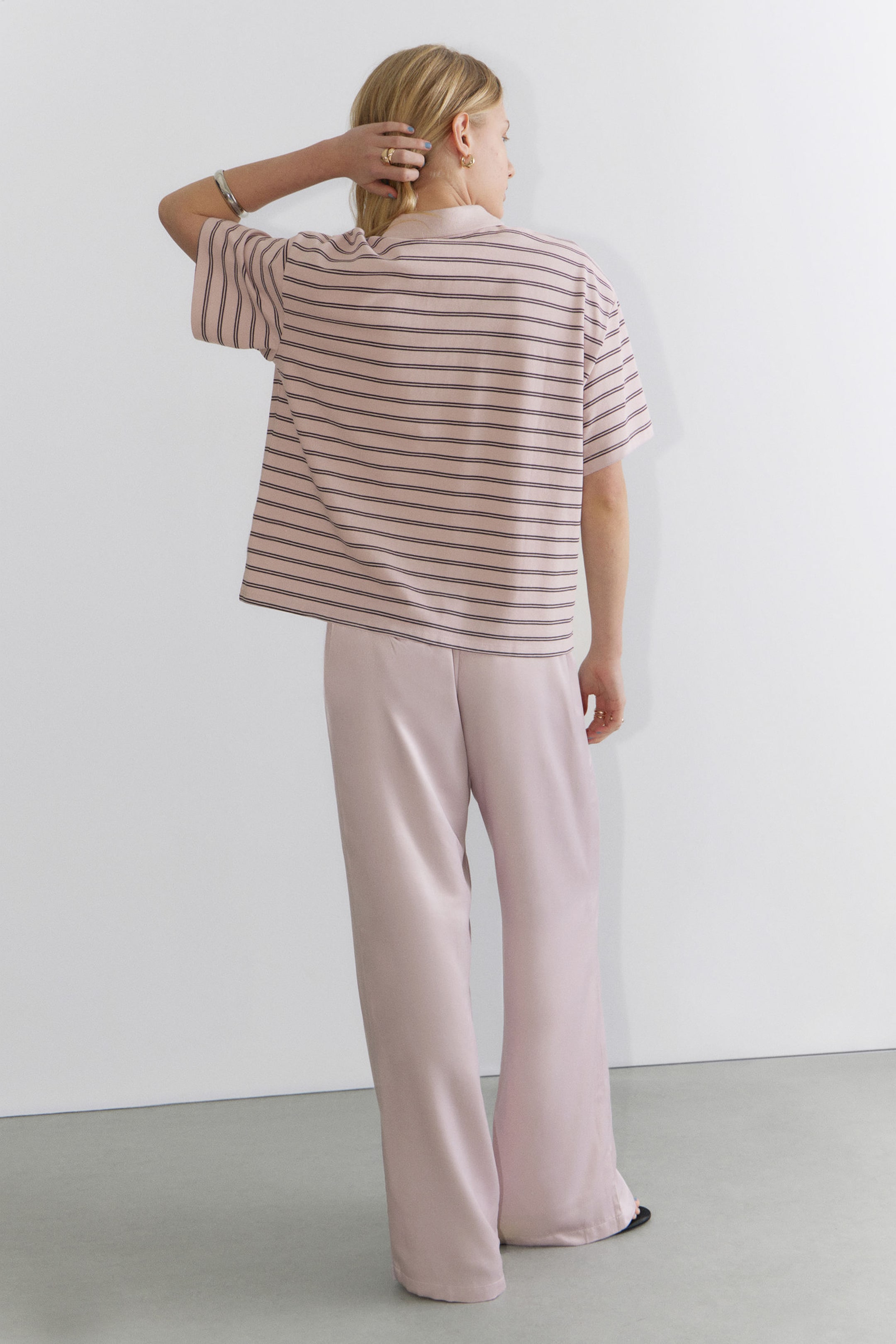 Pink & Black Stripes - Striped Relaxed Fit Polo Shirt - 2