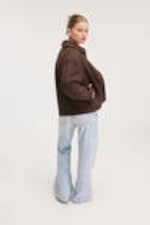 Dark Brown - Single-breasted Wool Blend Jacket - 3