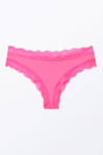 Bright Pink - Low-waist Lace Hipster Briefs - 0