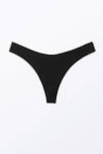 Black - V-Shaped Thong Bikini Bottoms - 3