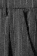 Striped Dark Grey - Pleated High Waist Wide Leg Suiting Trousers - 4