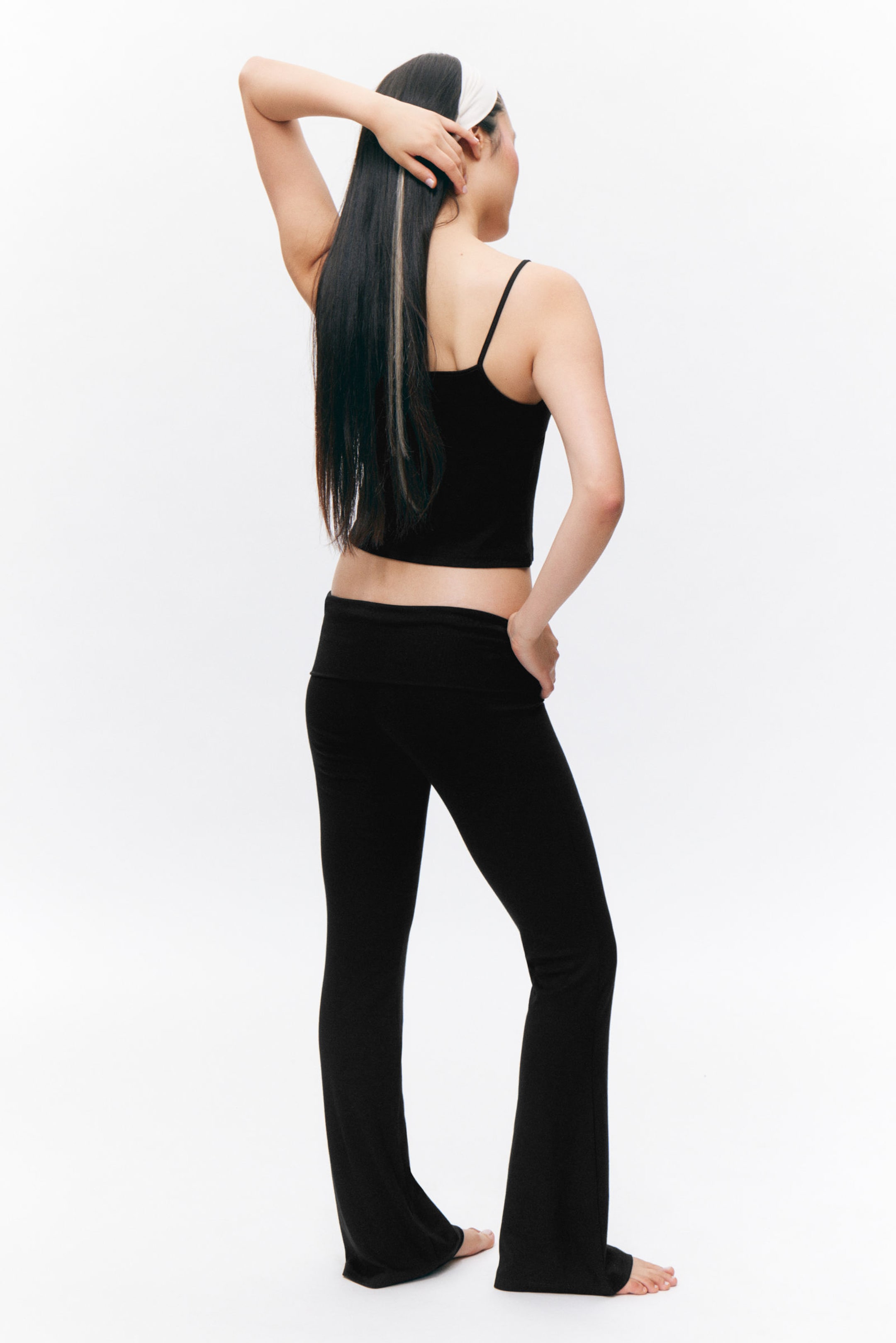 Black - Low Waist Flared Pyjama Trousers - 2