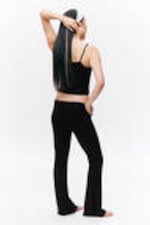 Black - Low Waist Flared Pyjama Trousers - 2