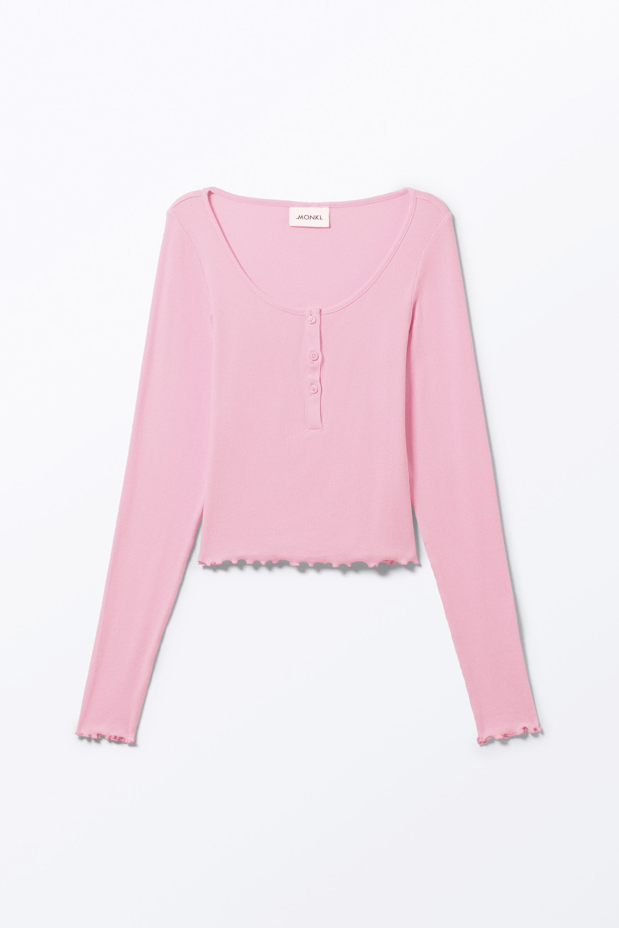 Pink - Ribbed Mini Henley Top - 3