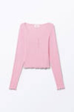 Pink - Ribbed Mini Henley Top - 3