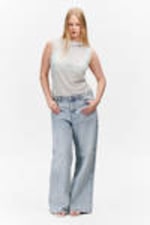 Light Grey Glitter - Sleeveless Boatneck Tank Top - 1
