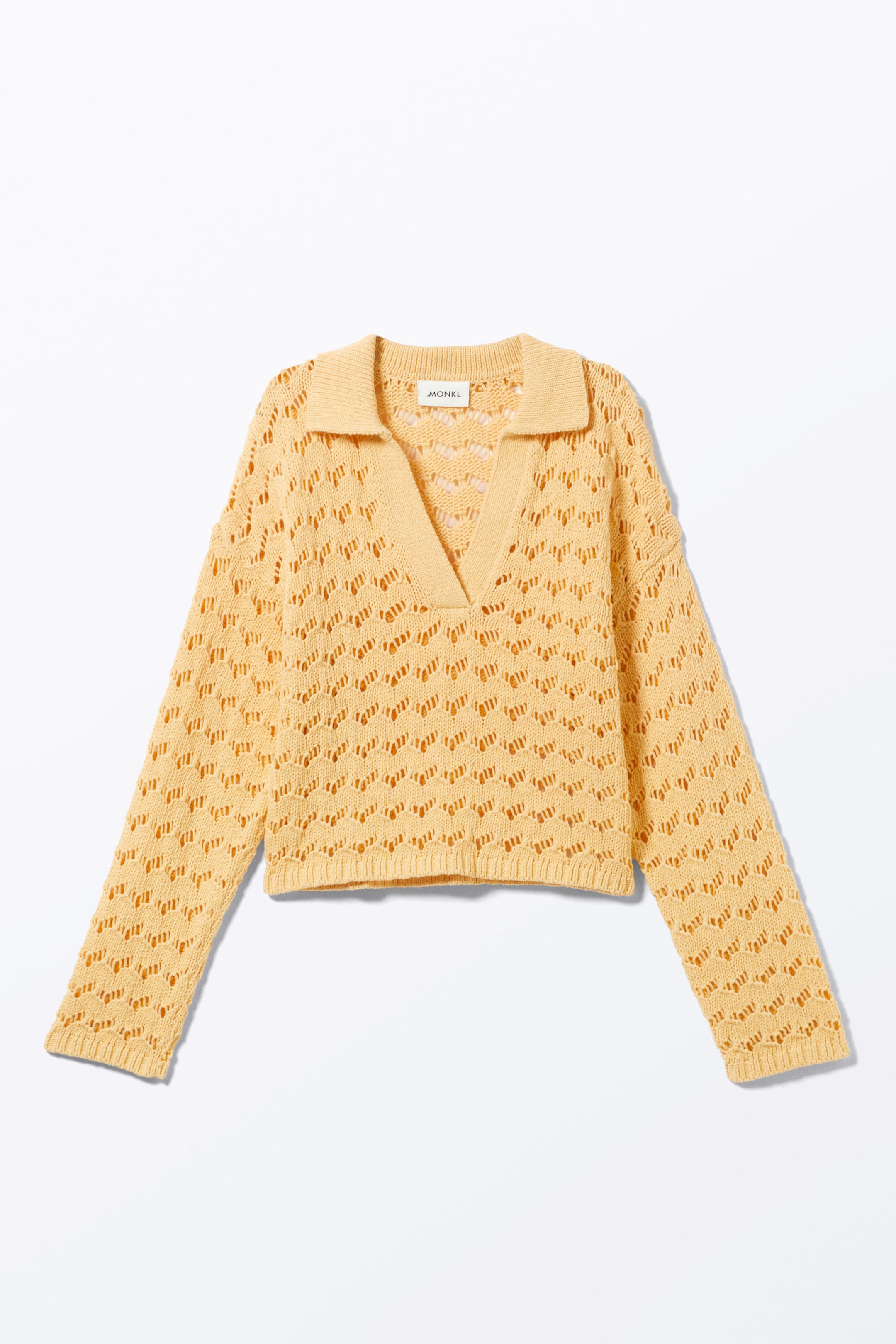 Yellow - Loose Open-Knit Sweater - 3