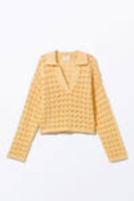 Yellow - Loose Open-Knit Sweater - 3