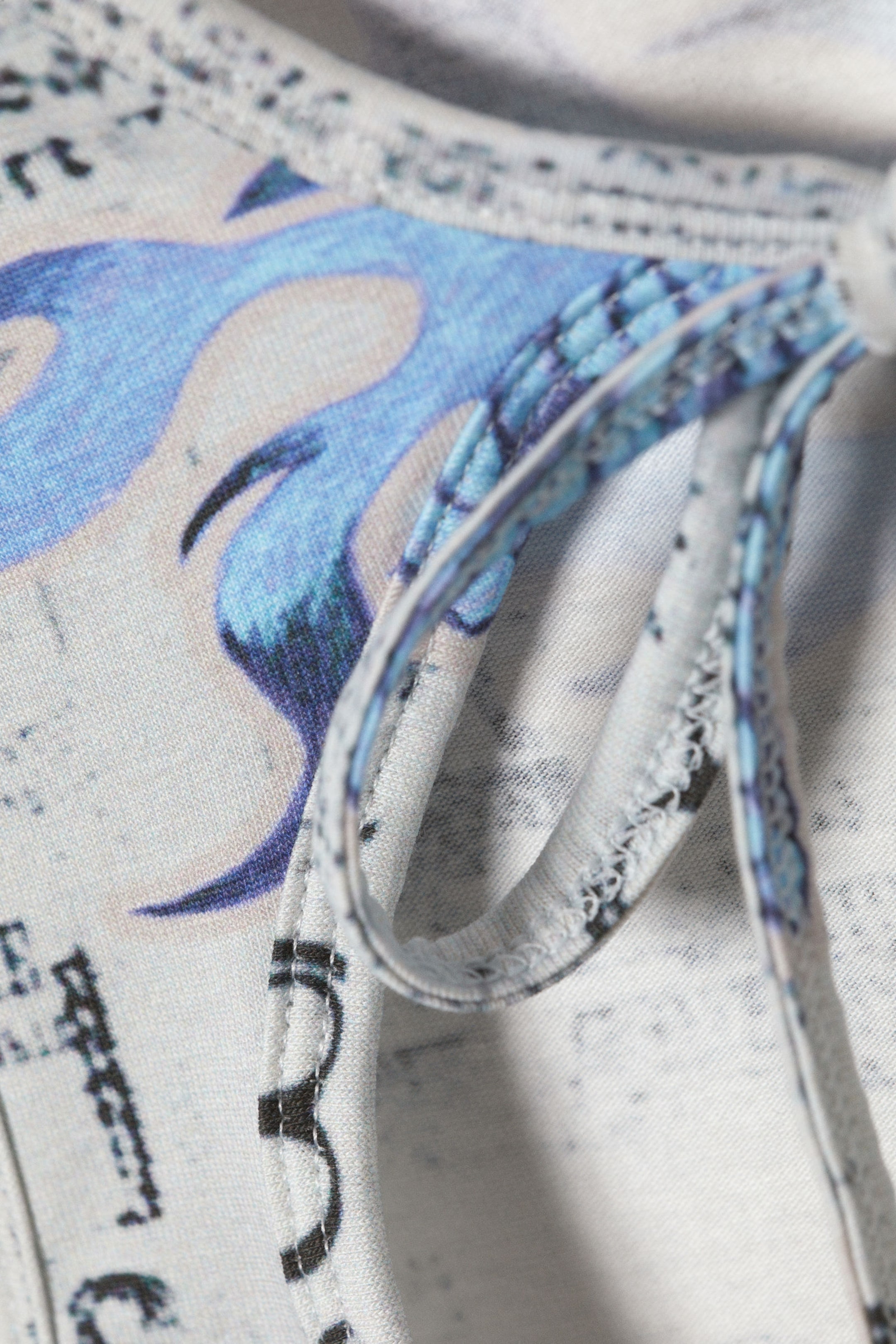 White Newspaper - Blue Flames - Tie-Front Cotton Tank Top - 5