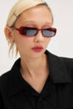 Dark Red - Rectangular Sunglasses - 0