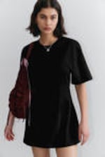 Black - Structured Mini T-shirt Dress - 1